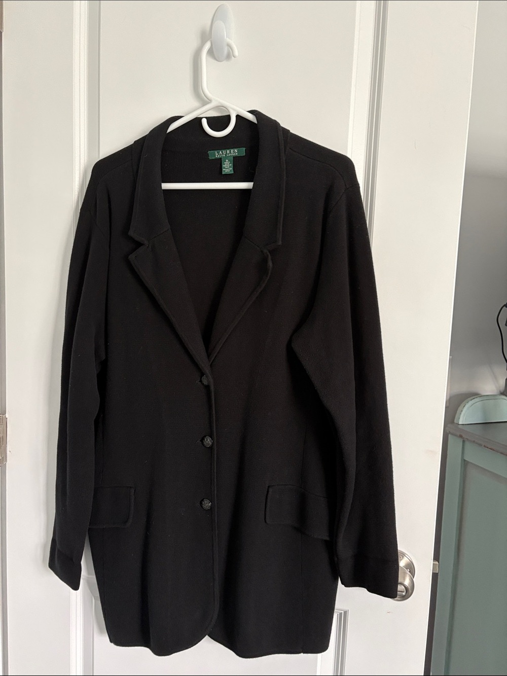 Lauren Ralph Lauren Black Knit Notch-Collar Blazer